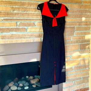 Stop Staring Retro Pin Up Pinstripe Wiggle Dress